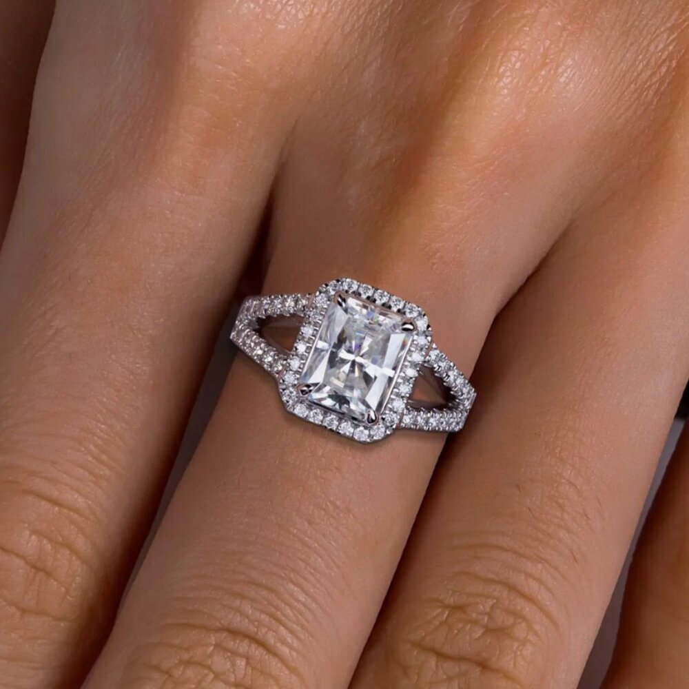 Radiant Cut CZ ring, 925 Sterling Silver